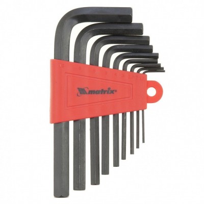 Набор ключей имбусовых HEX, 1,5–10 мм, CrV, 9 шт., оксидированные, короткие// Matrix
