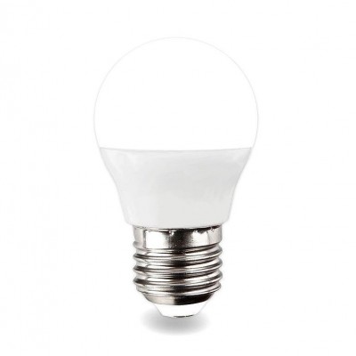 Лампа светодиодная 7,5W E27 шарик 4000K 600Лм 220V пластик+алюм. ⟨LED OPTI G45-7,5W-E27-W⟩ OPTI Вклю
