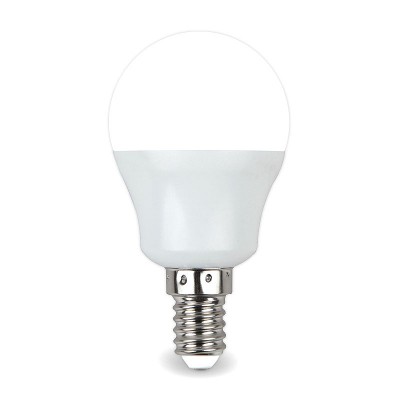 Лампа светодиодная 5,5W E14 шарик 4000К 440 Лм 220V пластик+алюм.⟨LED OPTI G45-5.5W-E14-W⟩ OPTI Вклю