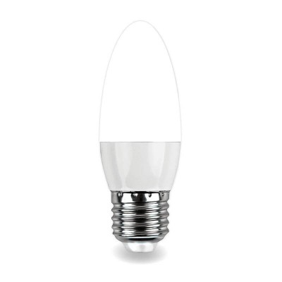 Лампа светодиодная 5,5W E27 свеча 4000K 220V  пластик+алюм. ⟨LED OPTI C37-5,5W-E27-W⟩ OPTI Включай