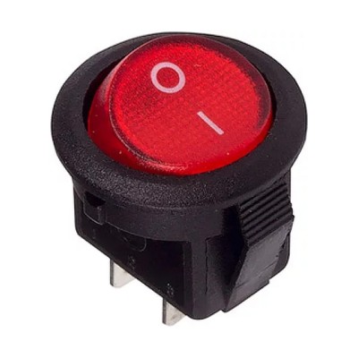 Выключатель клавишный 250V круглый ON-OFF Micro, 3А ⟨1*2с⟩, красный, REXANT ⟨10/200/1000⟩