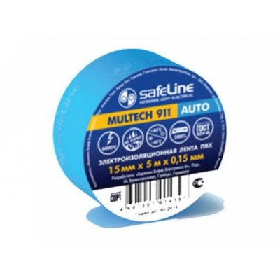 Safeline изолента ПВХ 15/5 Auto синяя, 150мкм, арт.22897