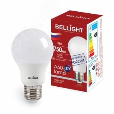 Лампа светодиодная LED A60 220V/9W/E27 750Lm 4000К