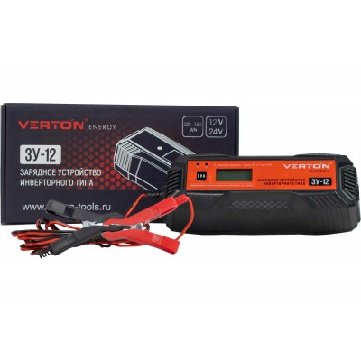 Зарядное устройство VERTON Energy ЗУ-12 ⟨100Вт, 12А, 12/24В, 1,2-140Ач, LCD⟩